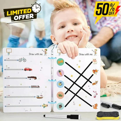 A4 Kids Educational Learning Tracing Book ( 64 Pages) With Two Markers Duster Attached