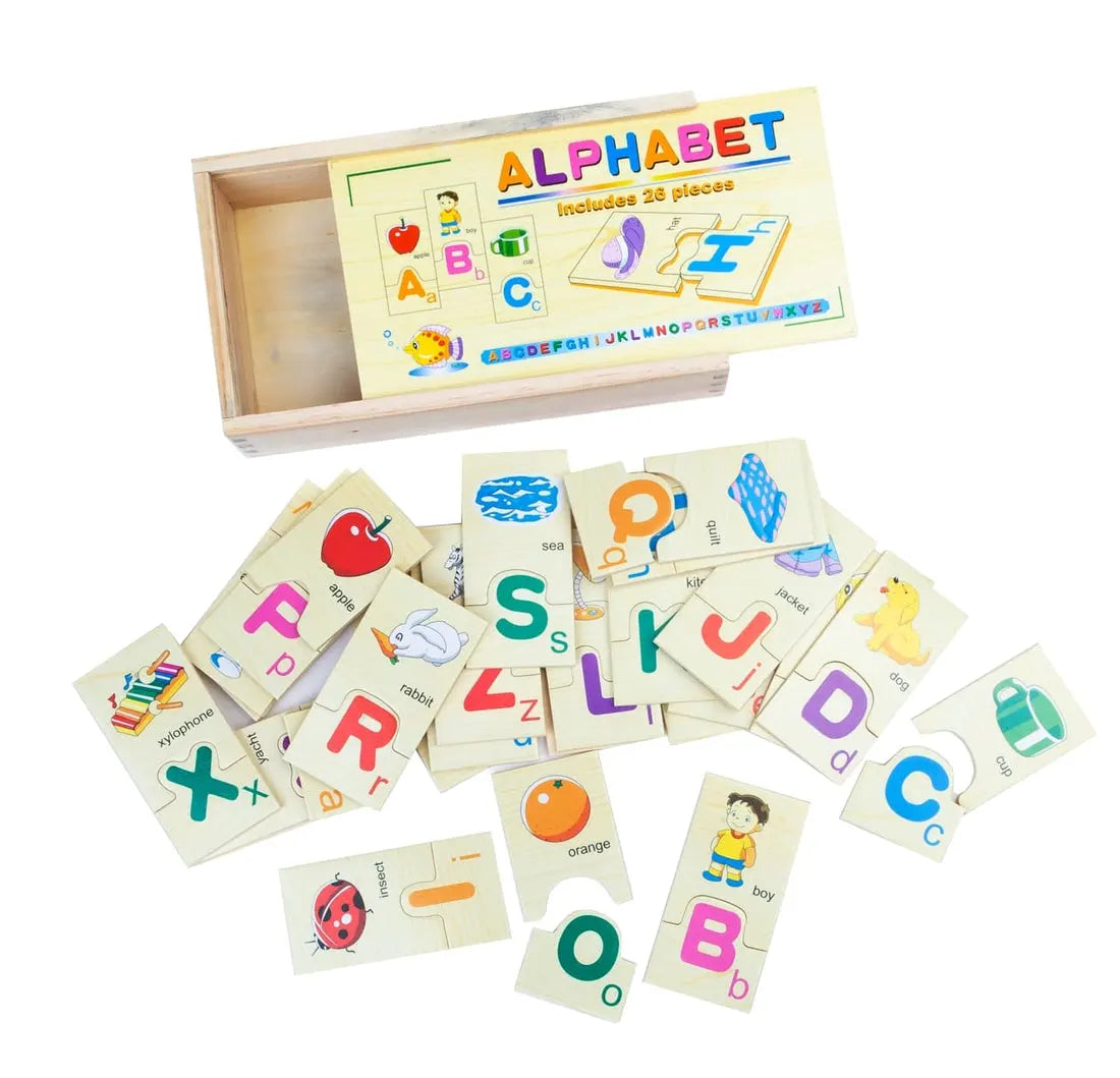 Wooden Alphabet Learning Connected Puzzle Set