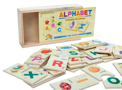 Wooden Alphabet Learning Connected Puzzle Set